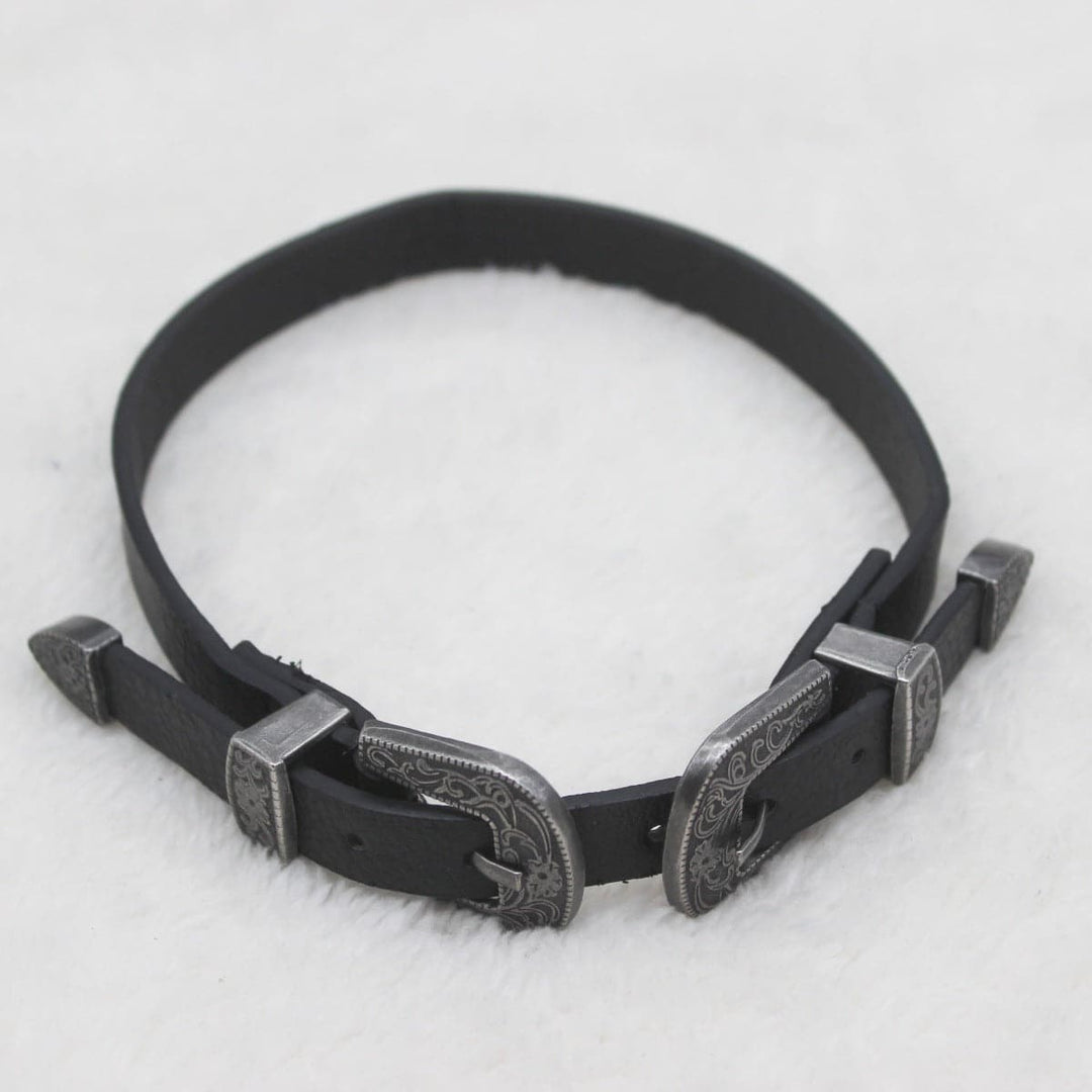 PU leather buckle adjustable choker necklace  | Festival Outfits Women