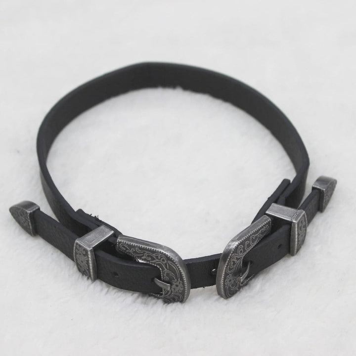 PU leather buckle adjustable choker necklace  | Festival Outfits Women