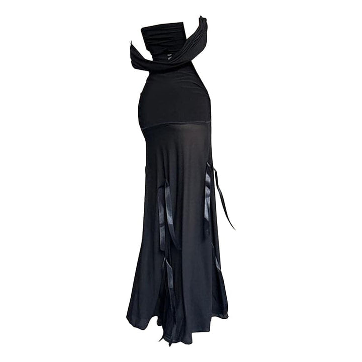 Off shoulder 2-way ribbon mesh maxi dress-final-sale  | Festival Outfits Women