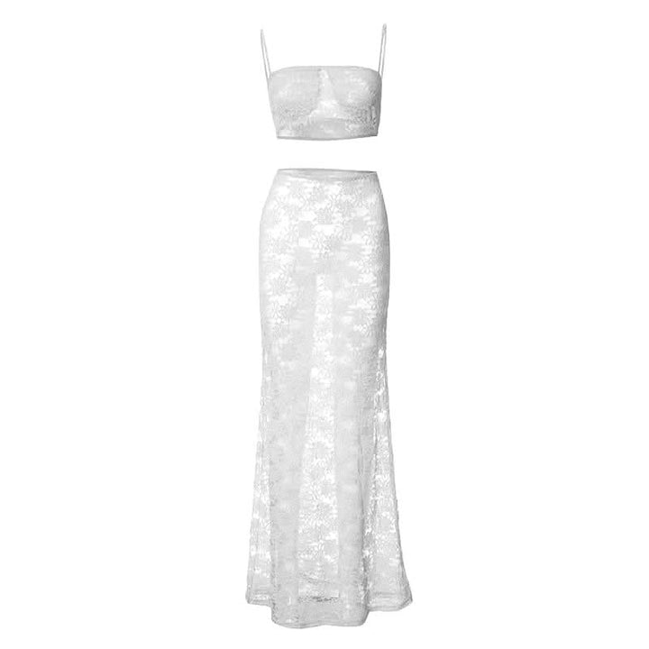 Sheer lace see through cami maxi skirt set-final-sale  | Festival Outfits Women