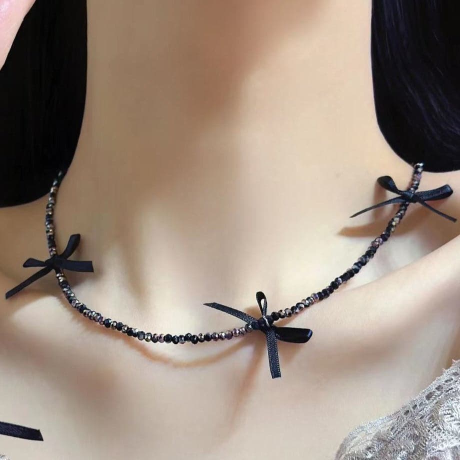 Bowknot beaded choker necklace  | Festival Outfits Women