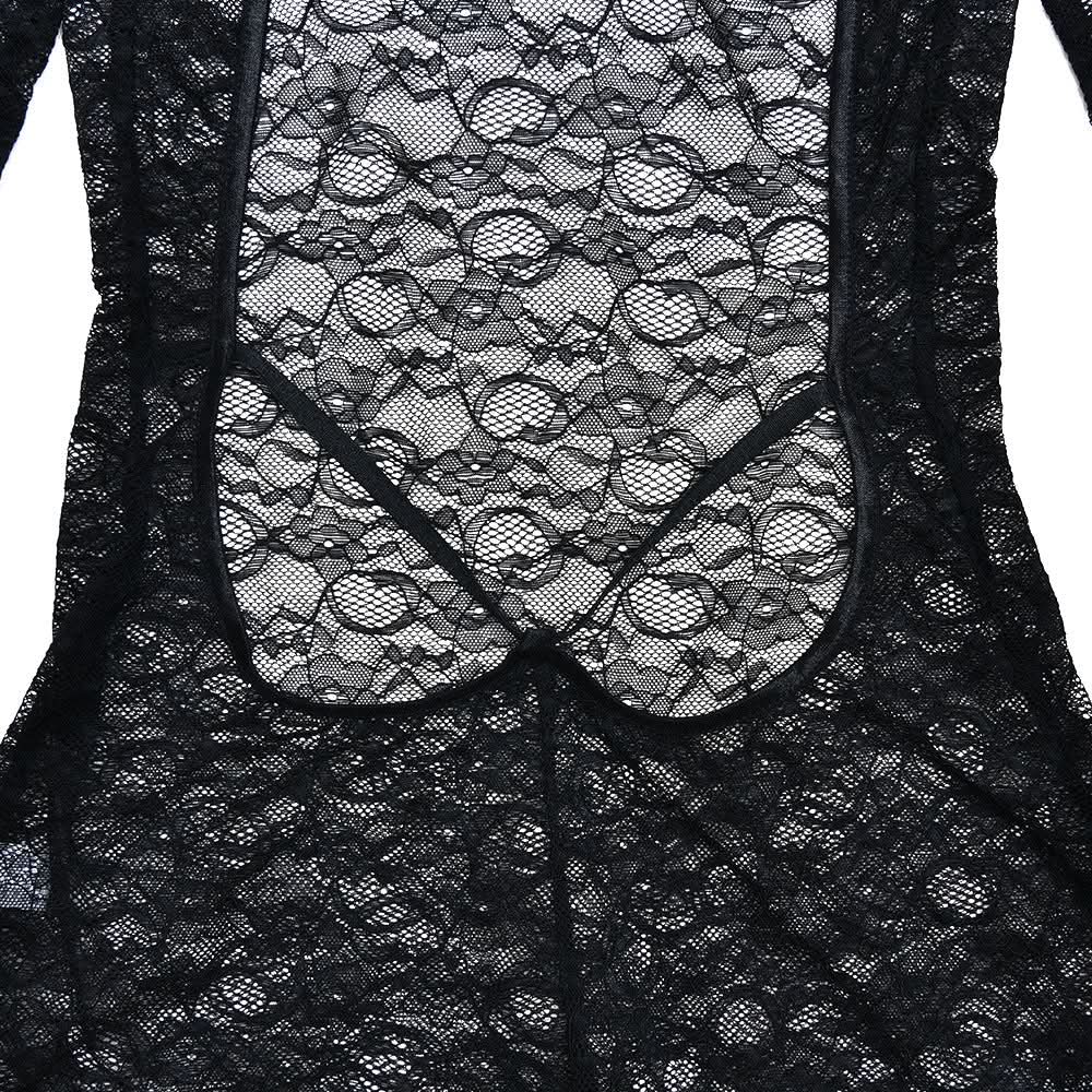 High neck long sleeve lace backless jumpsuit  | Festival Outfits Women