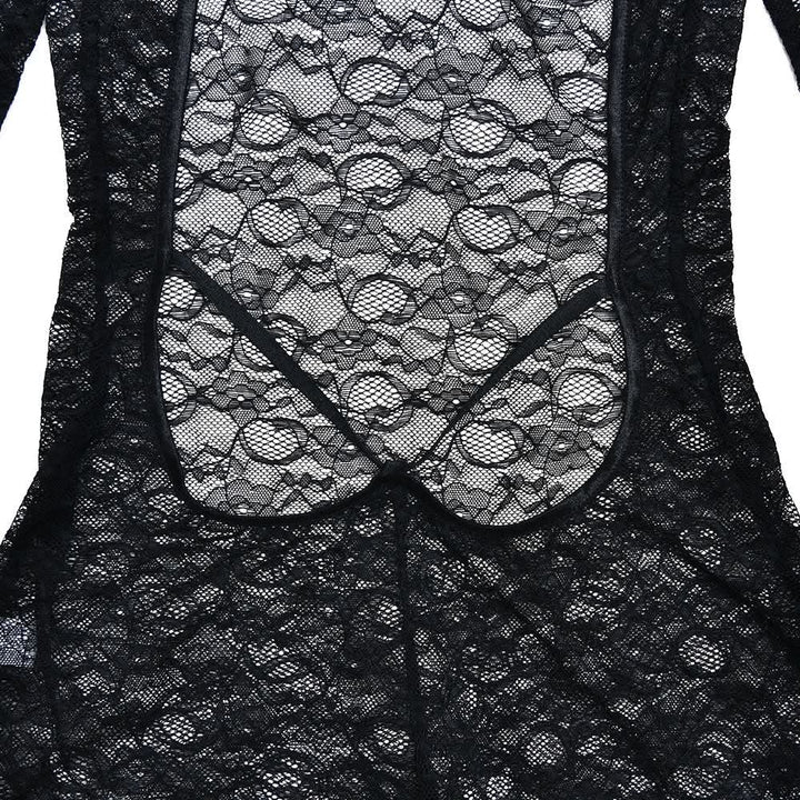 High neck long sleeve lace backless jumpsuit  | Festival Outfits Women