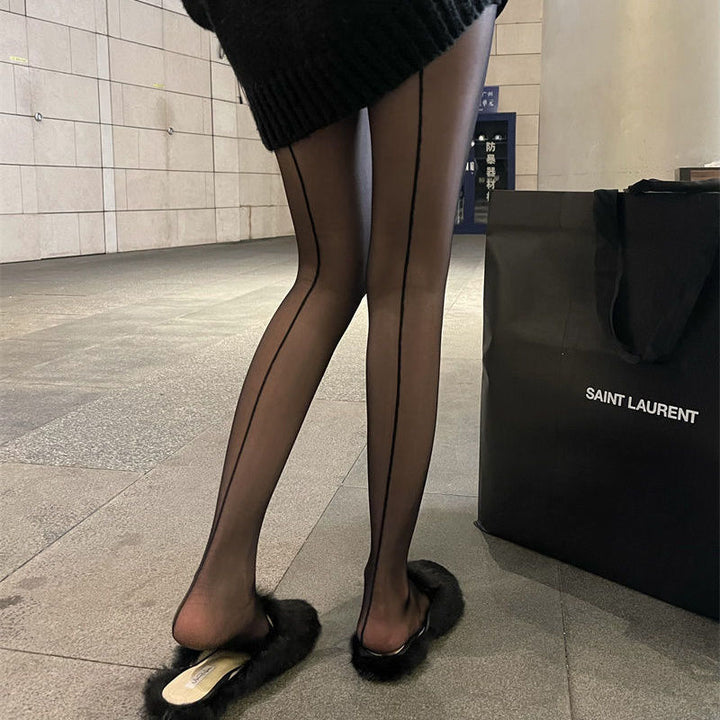 Vertical stripe sheer mesh tights  | Festival Outfits Women