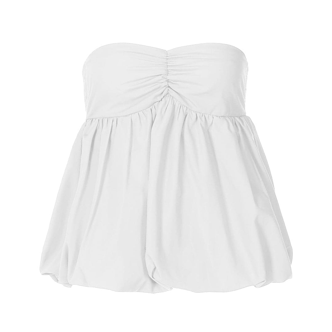 Ruched backless solid tube top  | Festival Outfits Women
