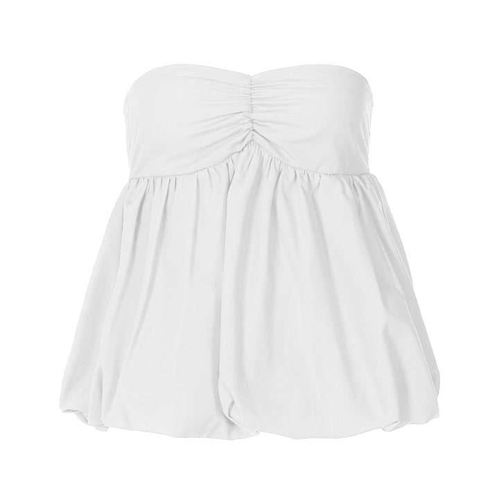 Ruched backless solid tube top  | Festival Outfits Women