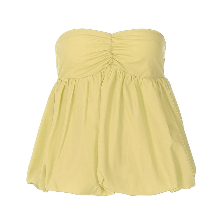 Ruched backless solid tube top  | Festival Outfits Women