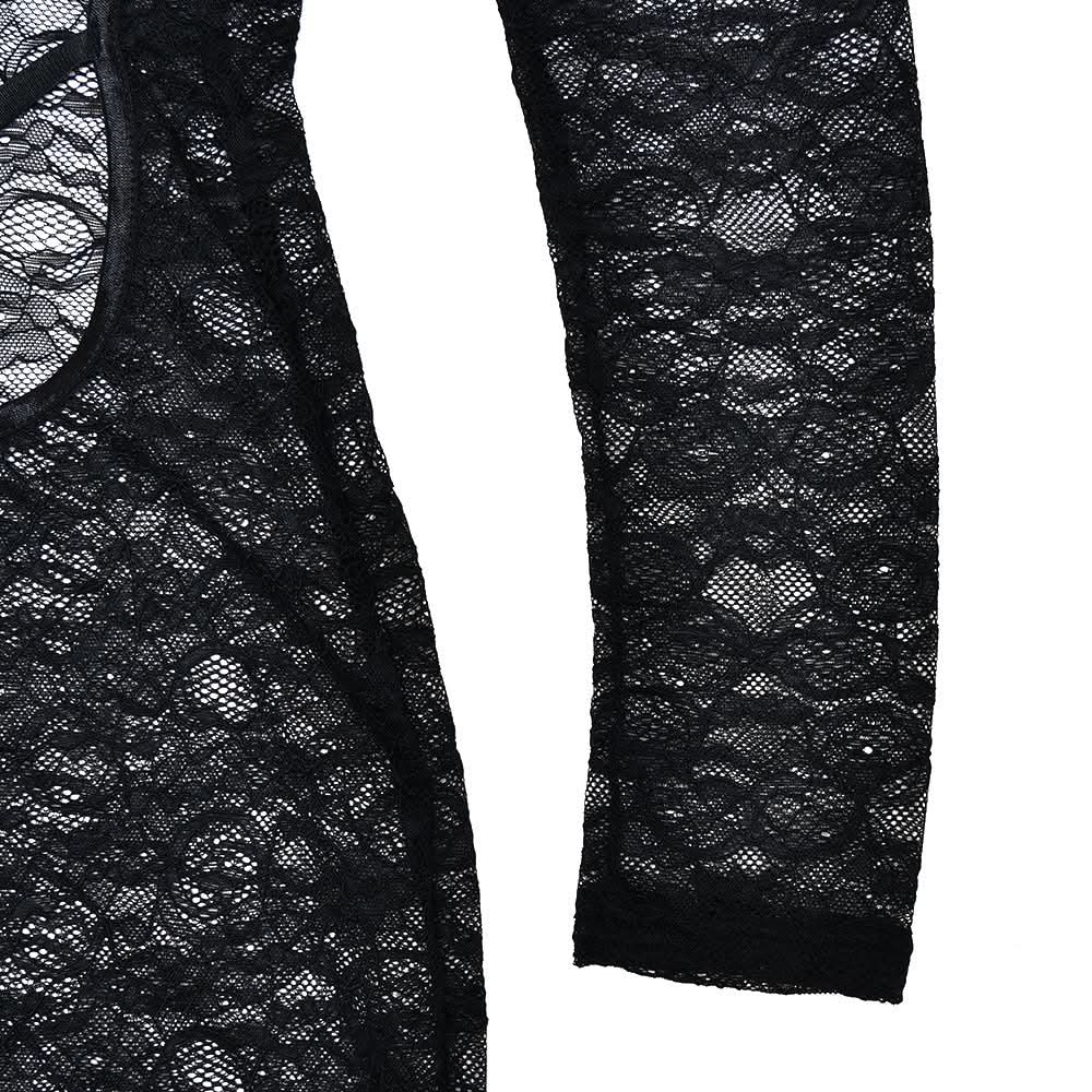 High neck long sleeve lace backless jumpsuit  | Festival Outfits Women