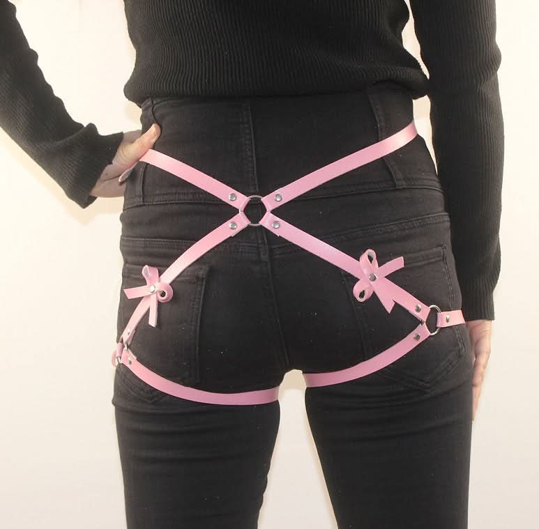 Bowknot PU leather o ring garter belt  | Festival Outfits Women-final-sale