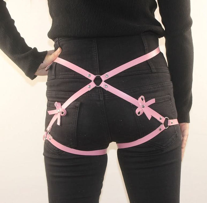 Bowknot PU leather o ring garter belt  | Festival Outfits Women-final-sale