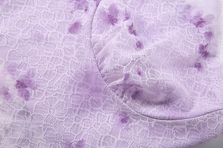 Halter flower applique print irregular lace top