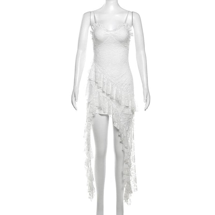 Lace ruffle flower pattern cami midi dress  | Festival Outfits Women