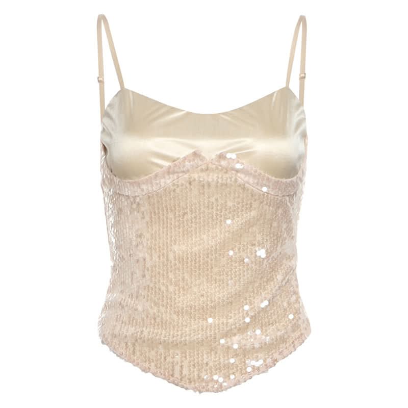 Lace up glitter backless cami top  | Festival Outfits Women