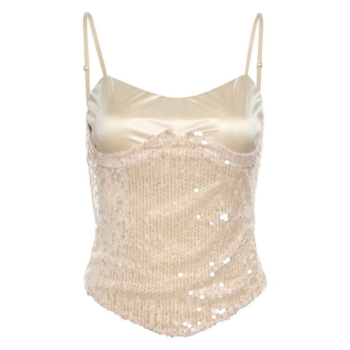 Lace up glitter backless cami top  | Festival Outfits Women