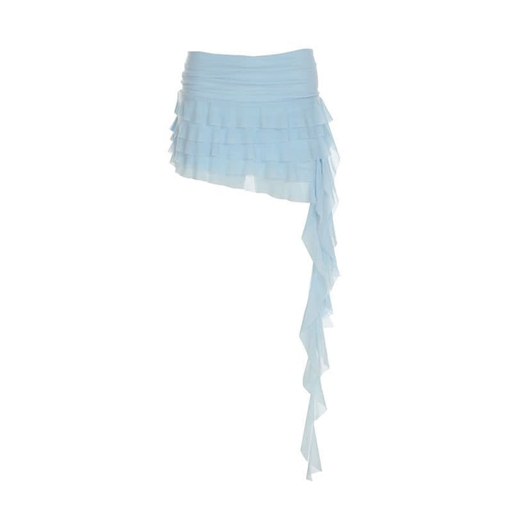 Mesh ruffle irregular mini skirt  | Festival Outfits Women