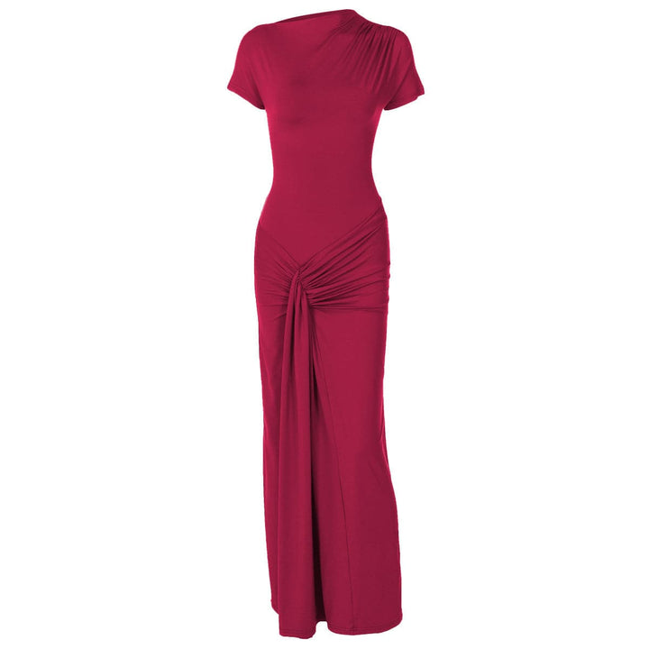 Short sleeve ruched lace up maxi dress  | Festival Outfits Women