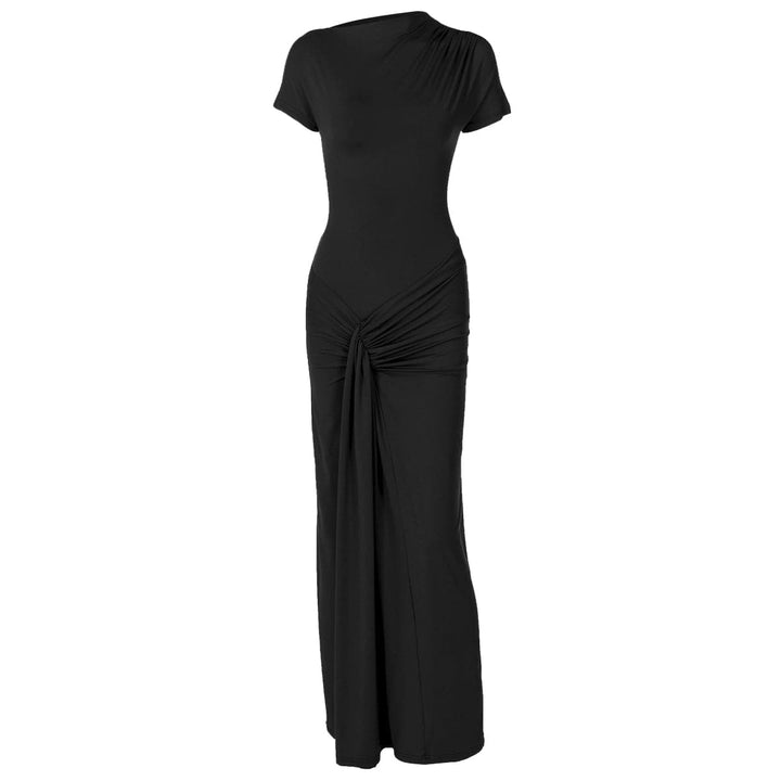 Short sleeve ruched lace up maxi dress  | Festival Outfits Women