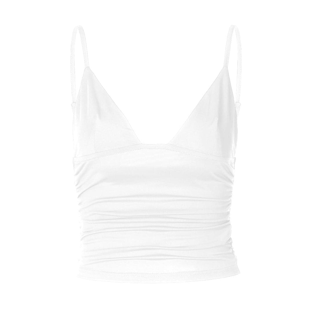 Ruched backless solid crop top  | Festival Outfits Women