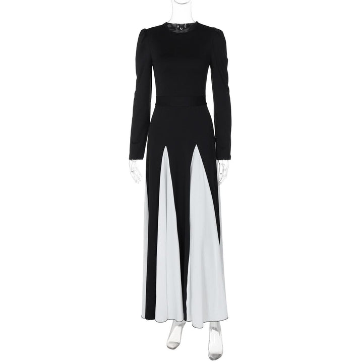 Long sleeve contrast self tie maxi dress  | Festival Outfits Women