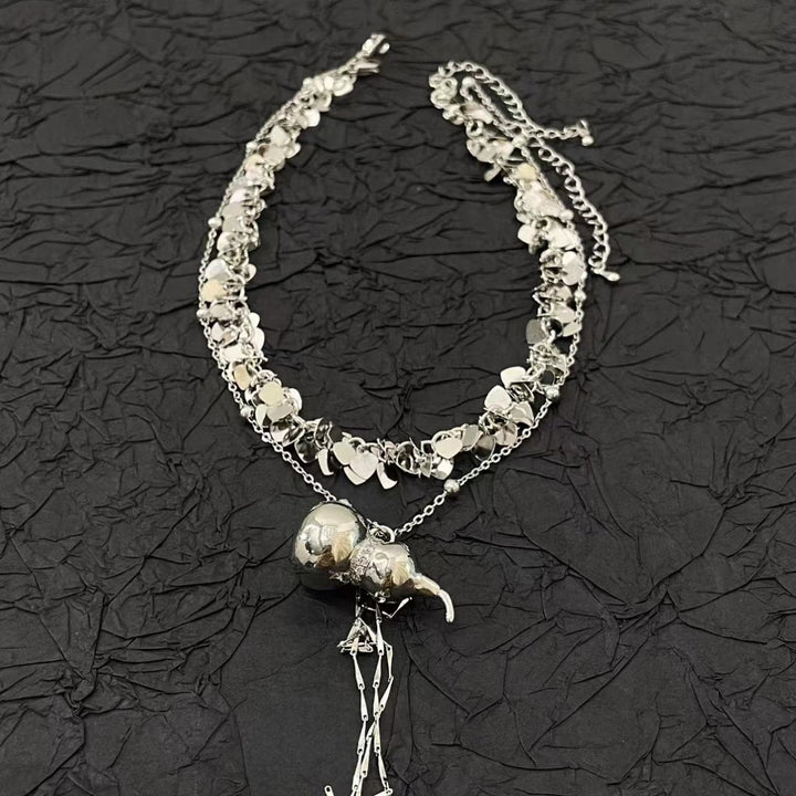 Gourd pendant glitter metal chain 2 pcs choker necklace  | Festival Outfits Women