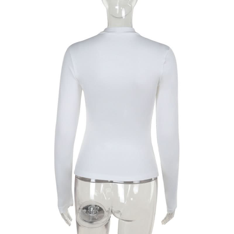 Long sleeve crewneck patchwork hollow out cut out top-final-sale  | Festival Outfits Women
