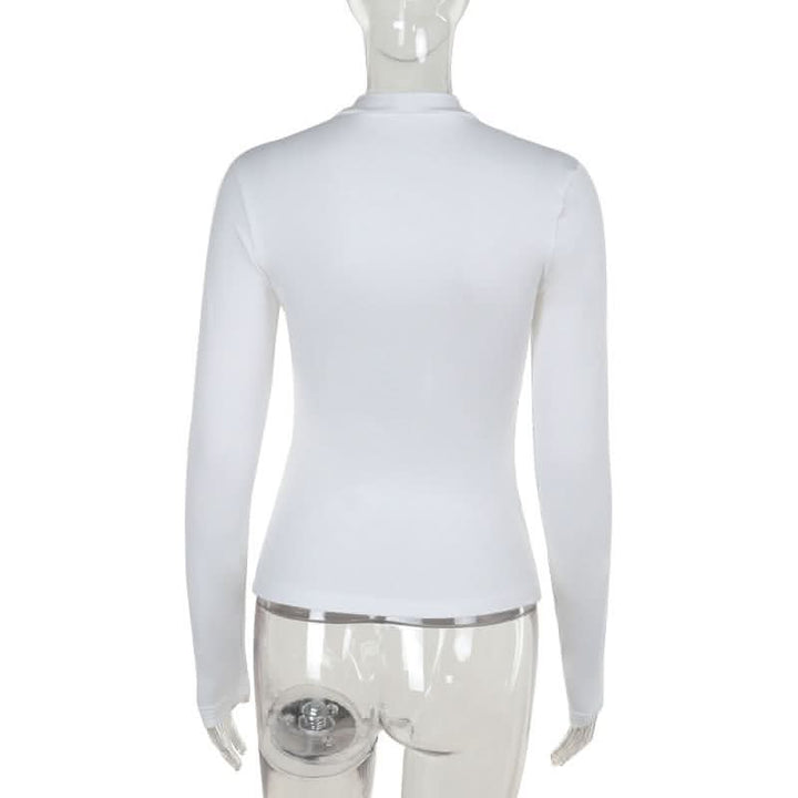 Long sleeve crewneck patchwork hollow out cut out top-final-sale  | Festival Outfits Women