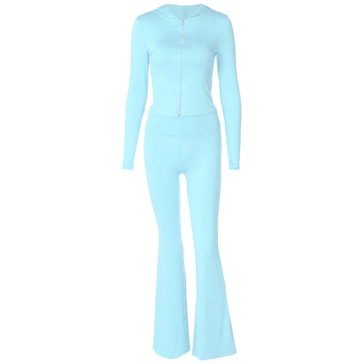 Long sleeve hoodie zip-up high rise pant set  | Festival Outfits Women
