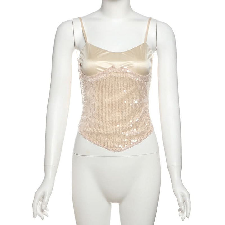 Lace up glitter backless cami top  | Festival Outfits Women