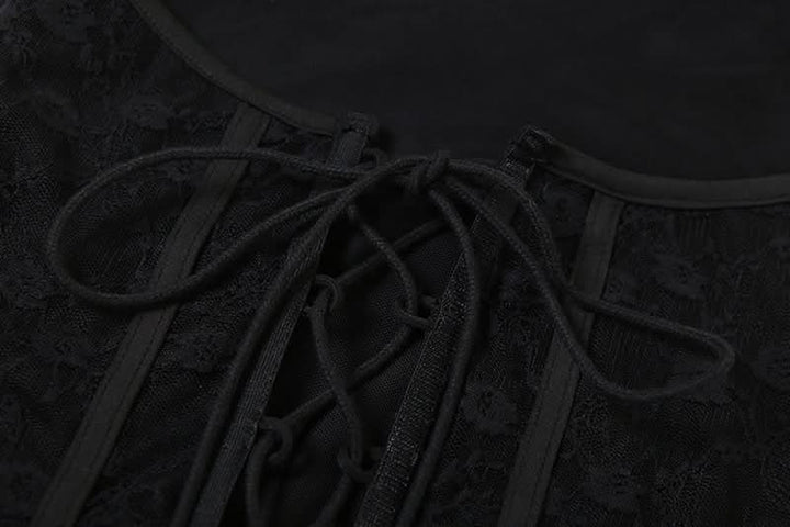 Ruffle mesh corset lace up mini dress  | Festival Outfits Women