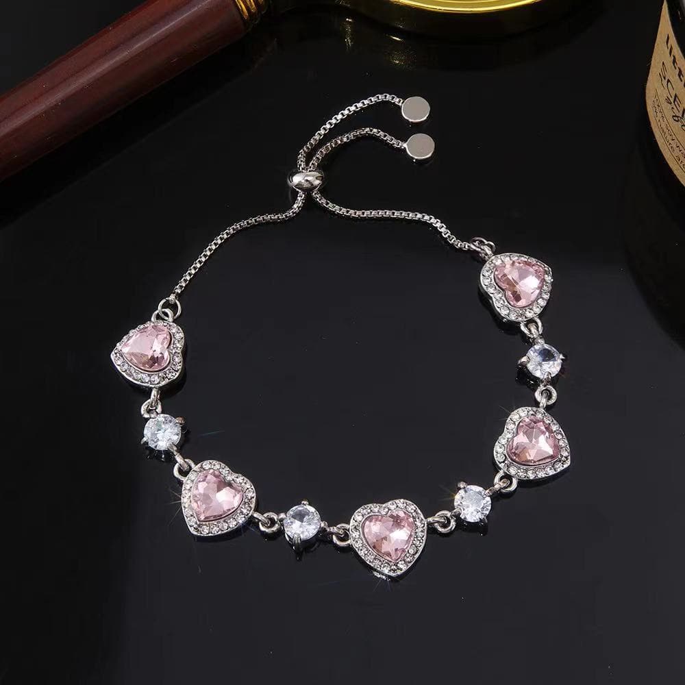 Munduwa mai daidaitawa ta ruwan hoda mai ji da rhinestone | Kayan Biki na Mata