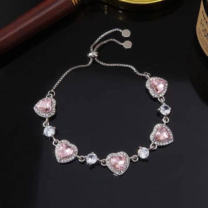 Munduwa mai daidaitawa ta ruwan hoda mai ji da rhinestone | Kayan Biki na Mata