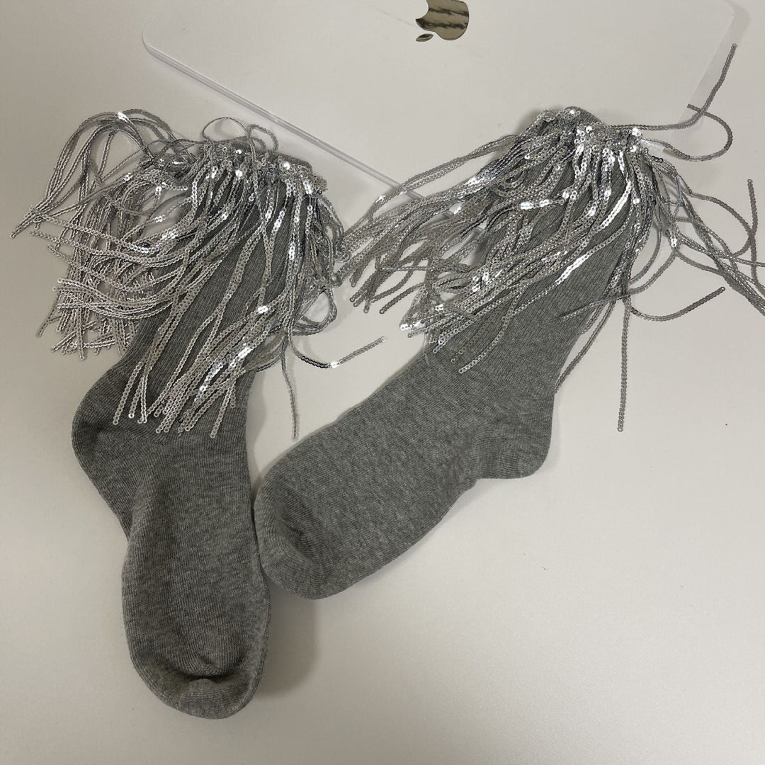 Tassels glitter contrast socks  | Festival Outfits Women