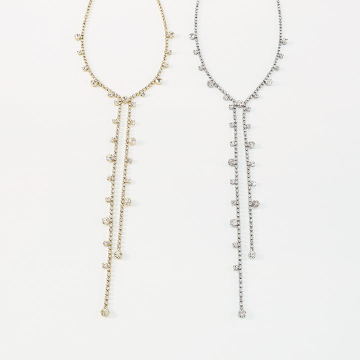 Rhinestone stone choker necklace