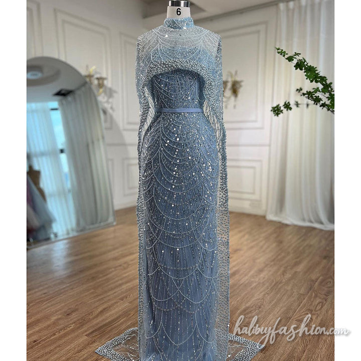 Beaded high neck solid shrug maxi dress - Halibuy - 5