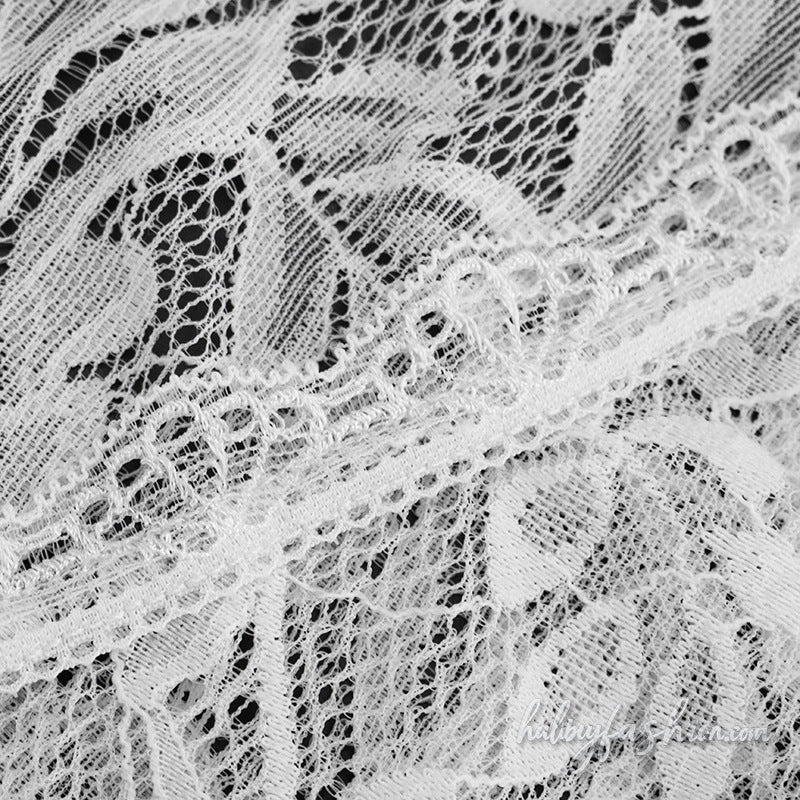 Long sleeve lace see through v neck self tie top - Halibuy - 8
