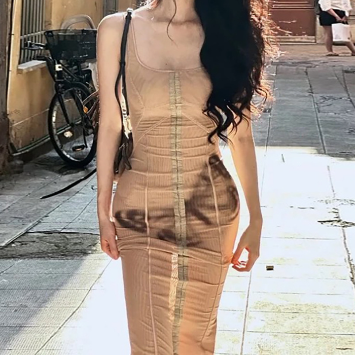 Square neck butterfly pattern tank midi dress  | Festival Outfits Women-final-sale