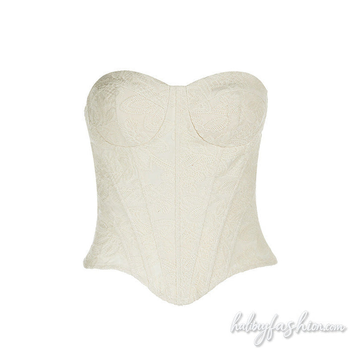Sweetheart neck corset smocked tube top