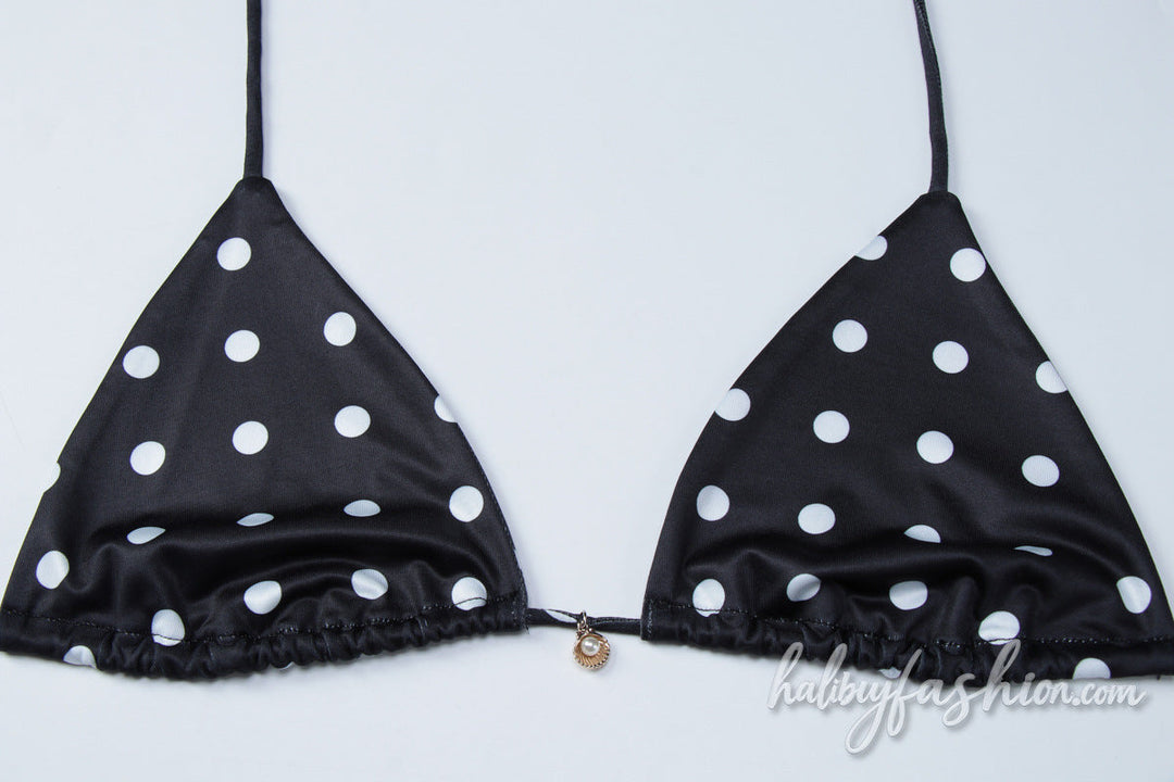 Polka dot halter self tie mesh maxi skirt set