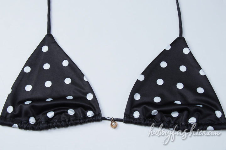 Polka dot halter self tie mesh maxi skirt set