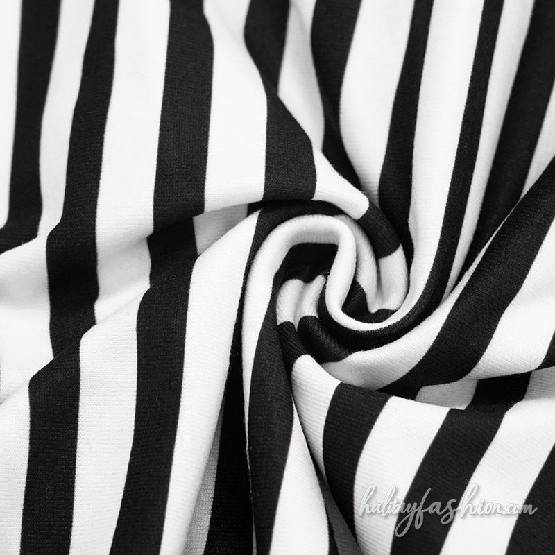Striped halter self tie backless mini dress - Halibuy - 7