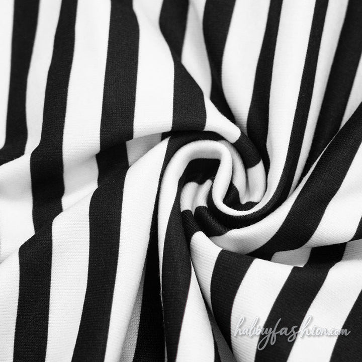 Striped halter self tie backless mini dress - Halibuy - 7