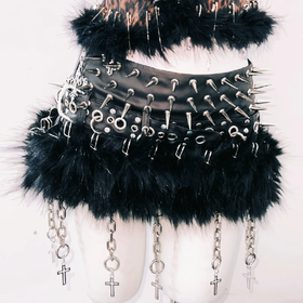 Leopard print fluffy rivet PU leather top  | Festival Outfits Women  | Cheetah Print Top