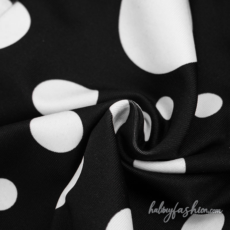 Halter self tie polka dot cowl neck pant set