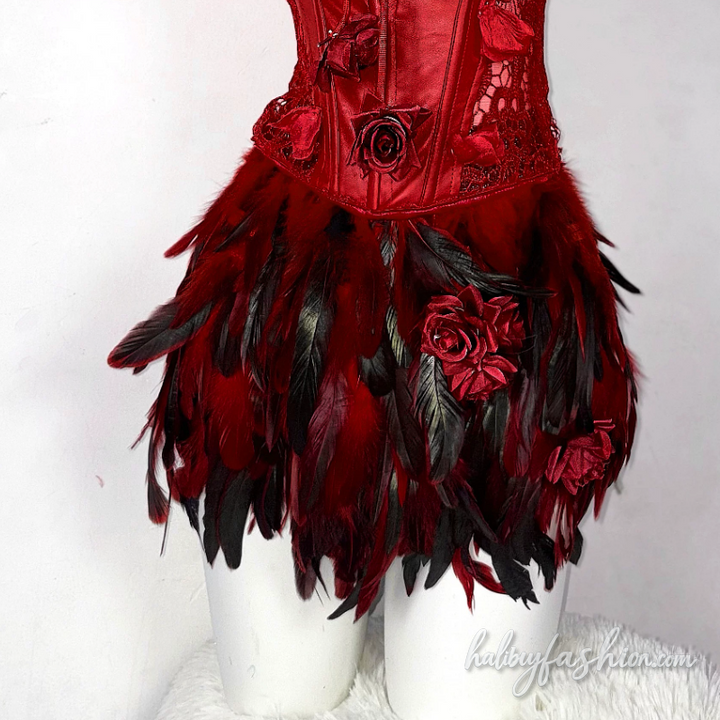 Feather flower applique self tie hollow out top