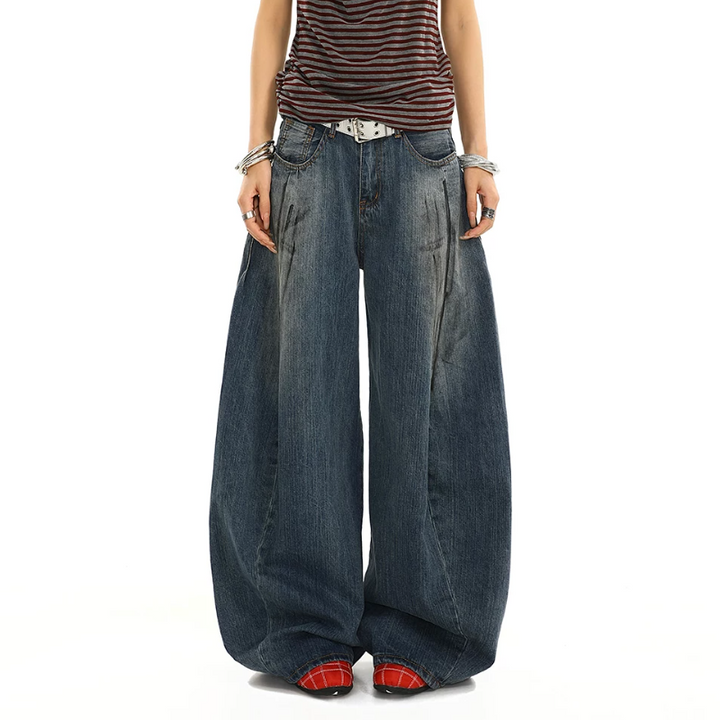 Pocket gradient low rise wide leg | Baggy Low Rise Jeans
