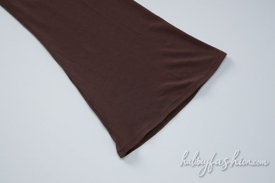 Long sleeve self tie v neck solid crop top