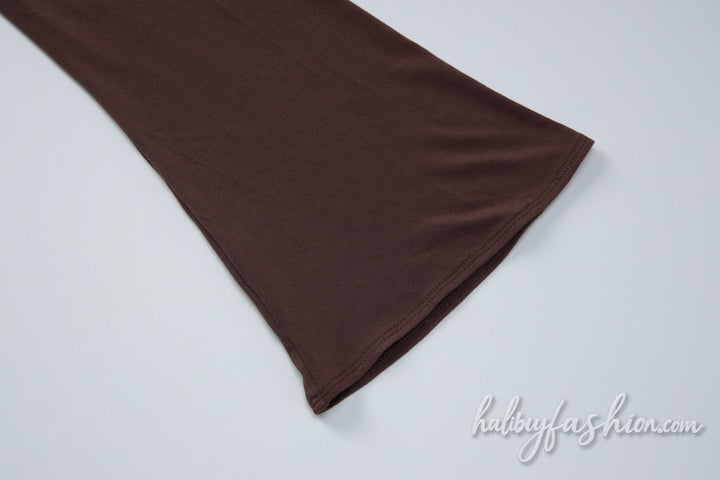 Long sleeve self tie v neck solid crop top