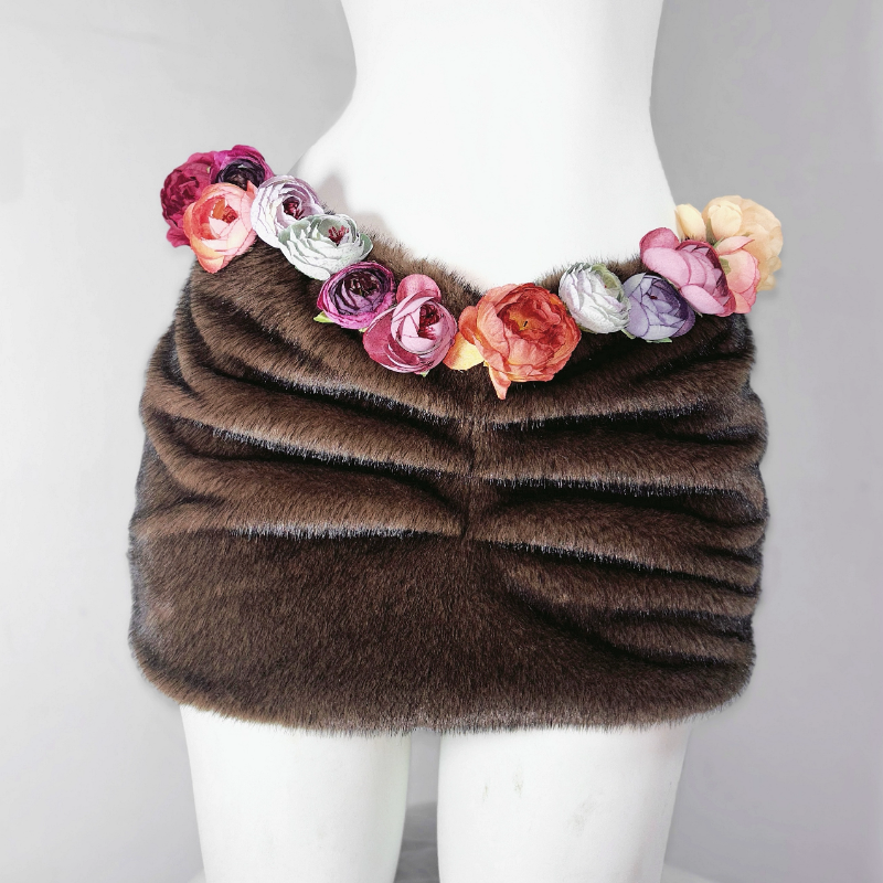 Halter self tie flower applique fluffy backless top  | Festival Outfits Women