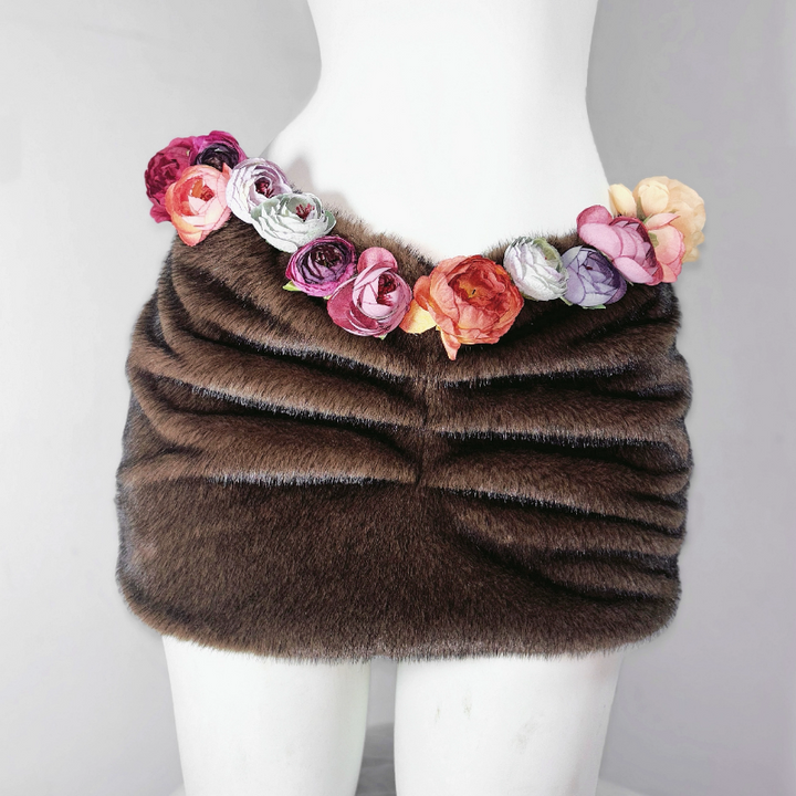 Halter self tie flower applique fluffy backless top  | Festival Outfits Women