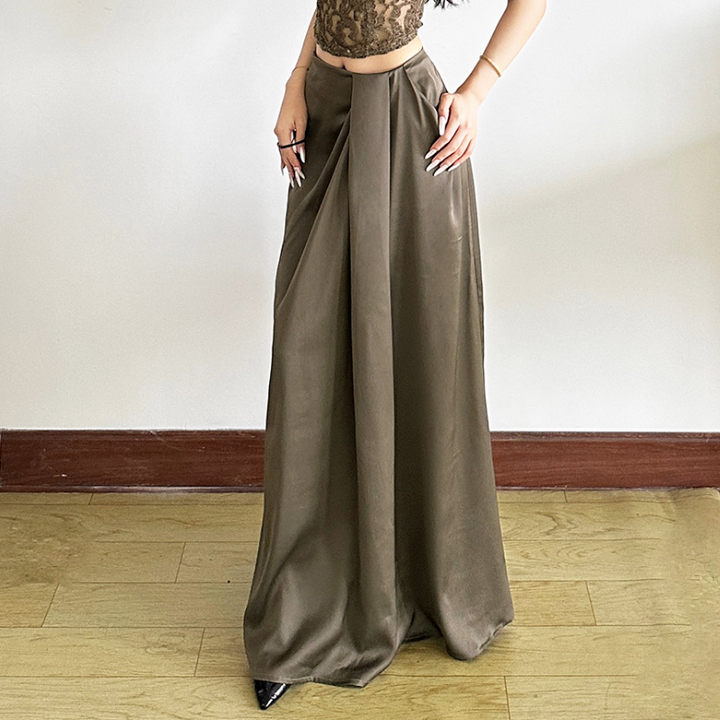 Irregular zip-up ruched solid maxi skirt  | Festival Outfits Women
